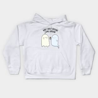 What Ghost Around Comes Around Cute Halloween Pun Kids Hoodie